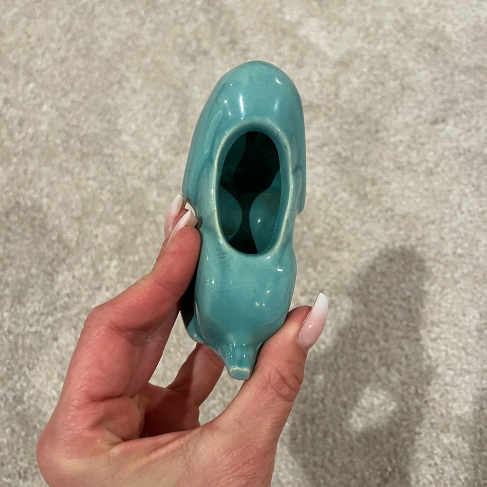 Vintage Ceramic Turquoise Blue Dog Figurine Planter - Picture 3 of 6
